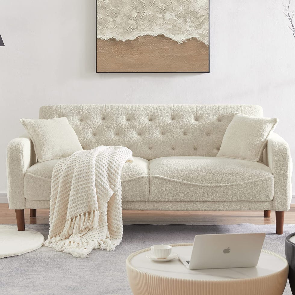 Tufted Teddy Fabric Sofa