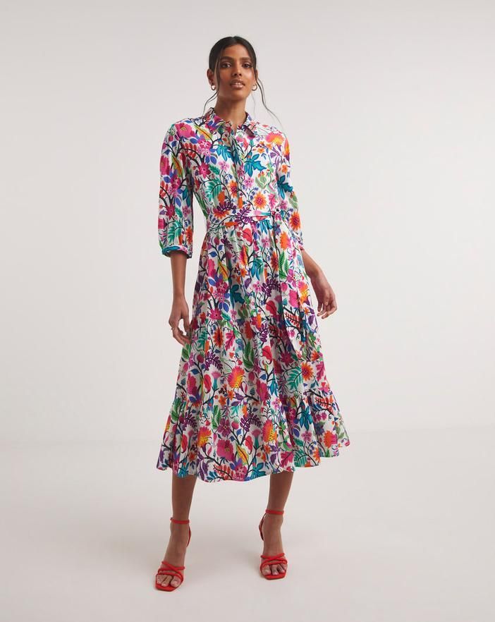 Raishma Studio Floral Print Shirt Midi Dress