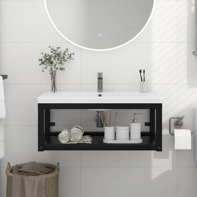 Black Bathroom Toiletries Storage Organizer Vanity Basket for Top