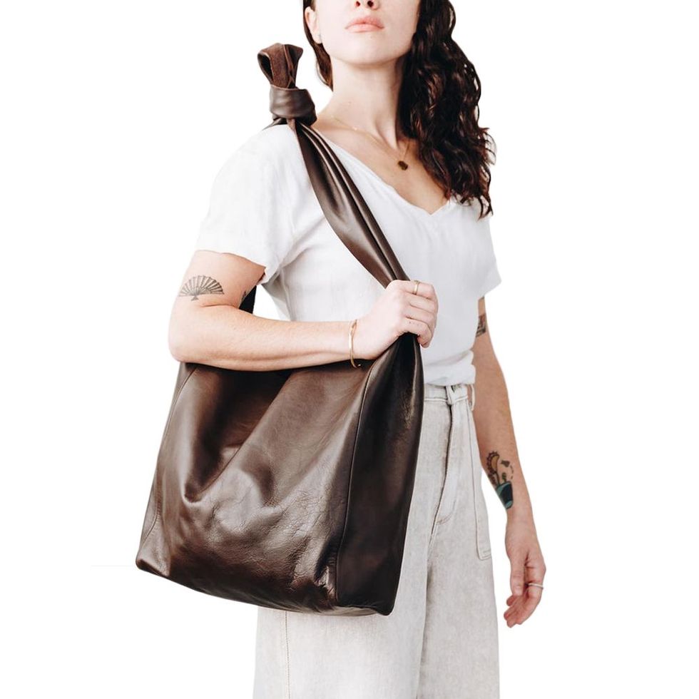 Simple Shoulder Bag, Cognac Leather Hobo Large Leather Tote