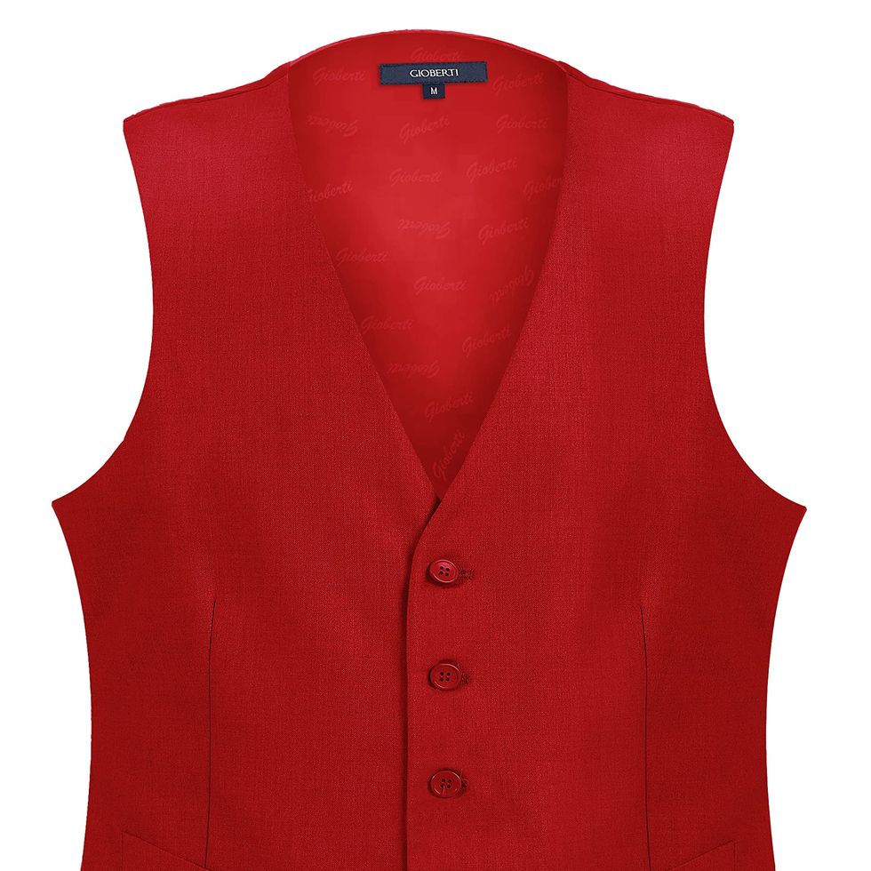 Gioberti Mens Formal Suit Vest, Red, Large