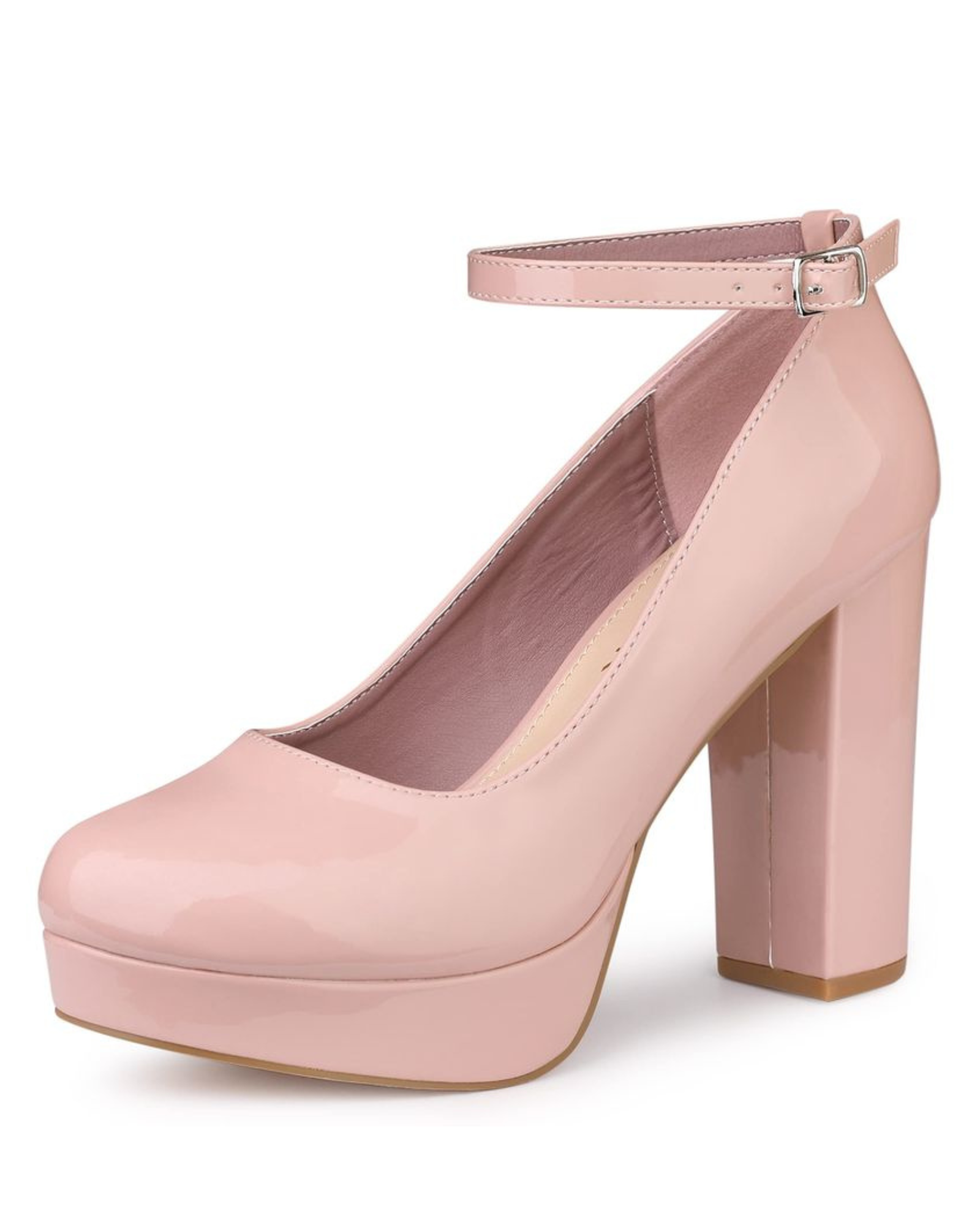 Platform Ankle Strap Chunky Pink Mary Janes 