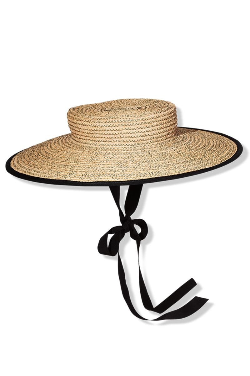 Claiborne Grosgrain-Trimmed Straw Sunhat