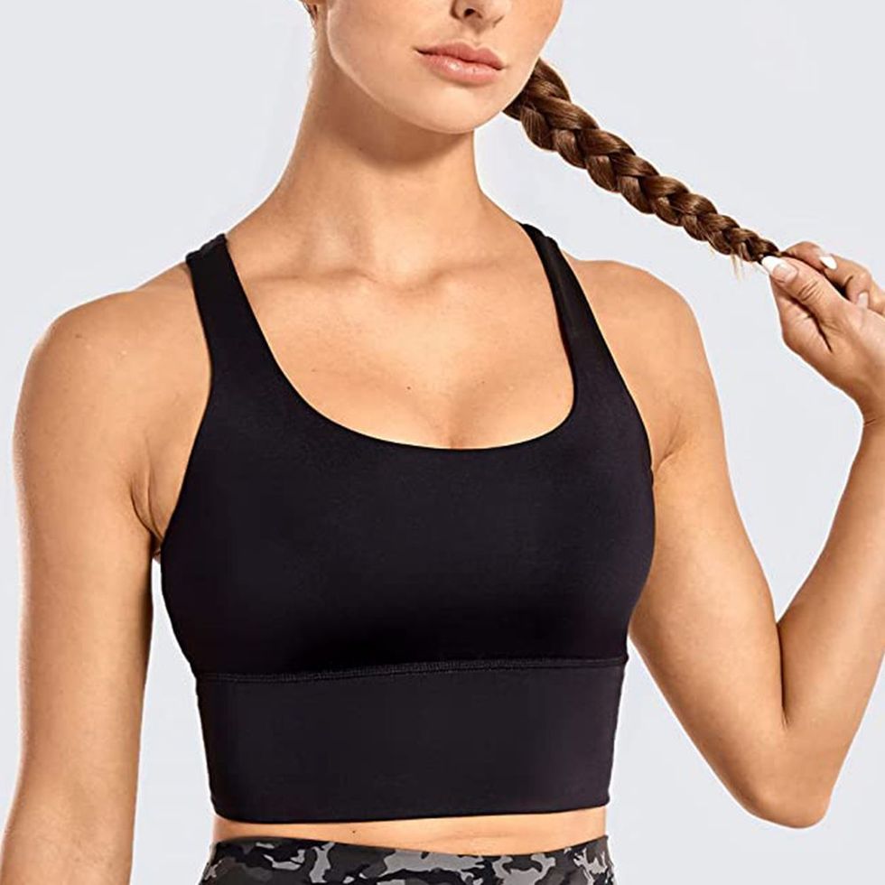 adidas Training Yoga longline strappy medium support sports bra in black