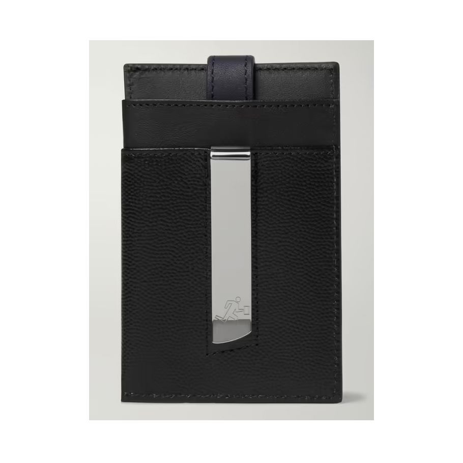 Pebble-Grain Leather Cardholder with Money Clip