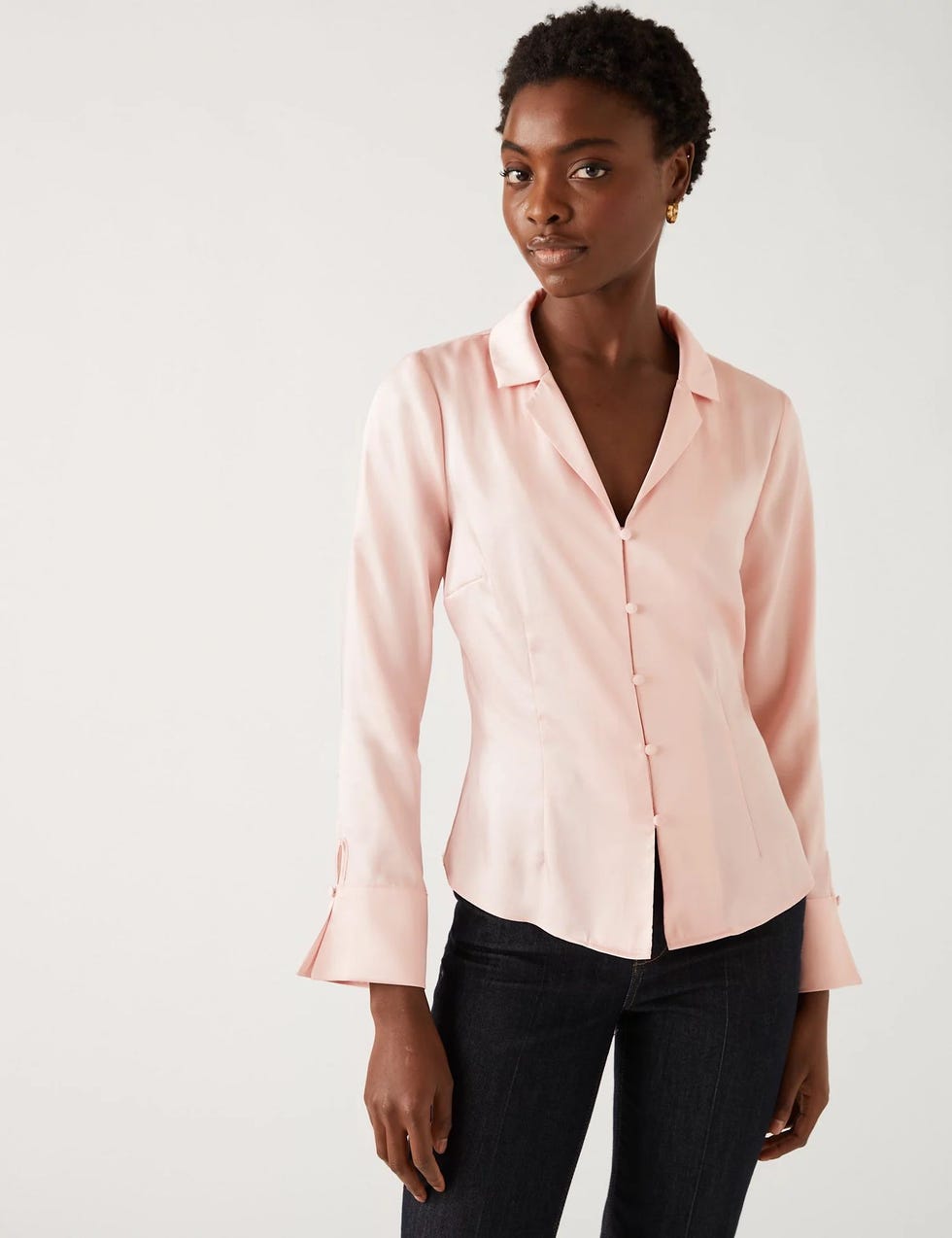 Satin Collared Fitted Blouse