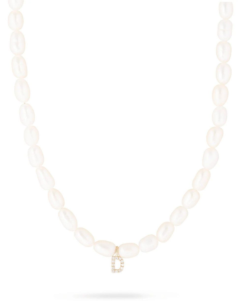 Initial 10-karat Gold, Pearl And Diamond Necklace 