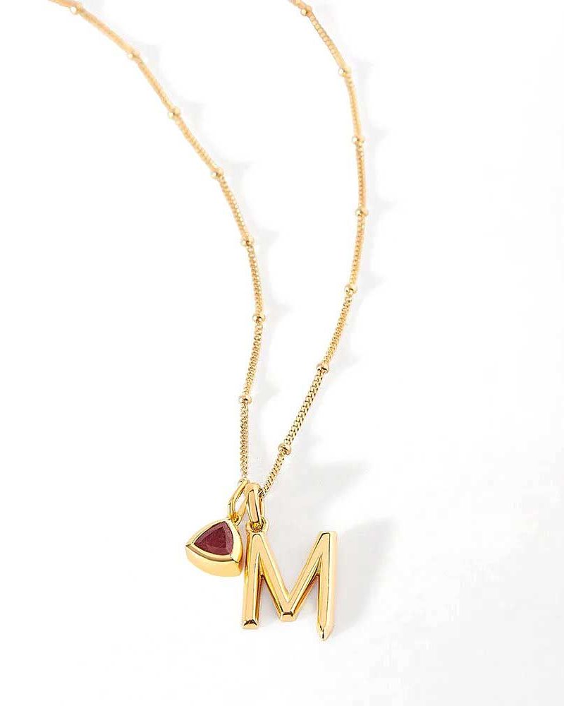 Initial & Birthstone Necklace 