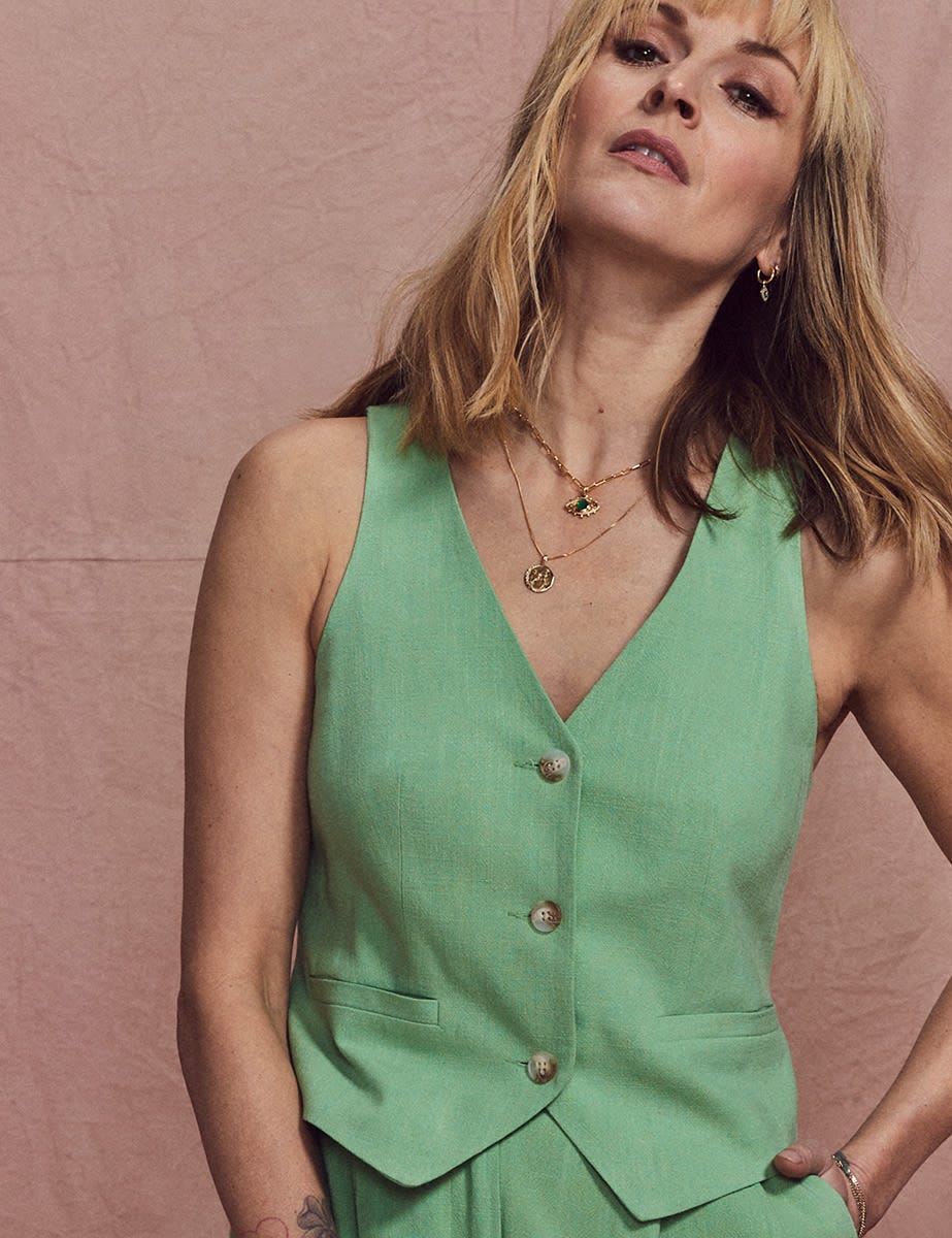Fearne Cotton Green Linen-blend Waistcoat, £69