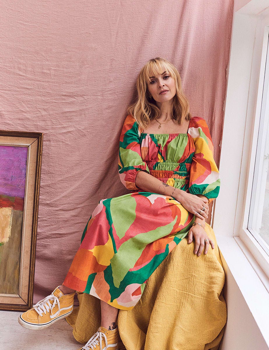 Fearne Cotton Multi Square Neck Franzie Midi Dress, £79