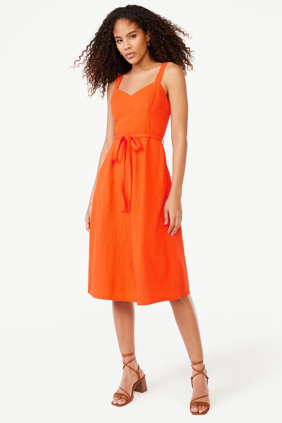 Free Assembly Midi Sundress with Tie Belt Free Assembly Midi Sundress with Tie Belt