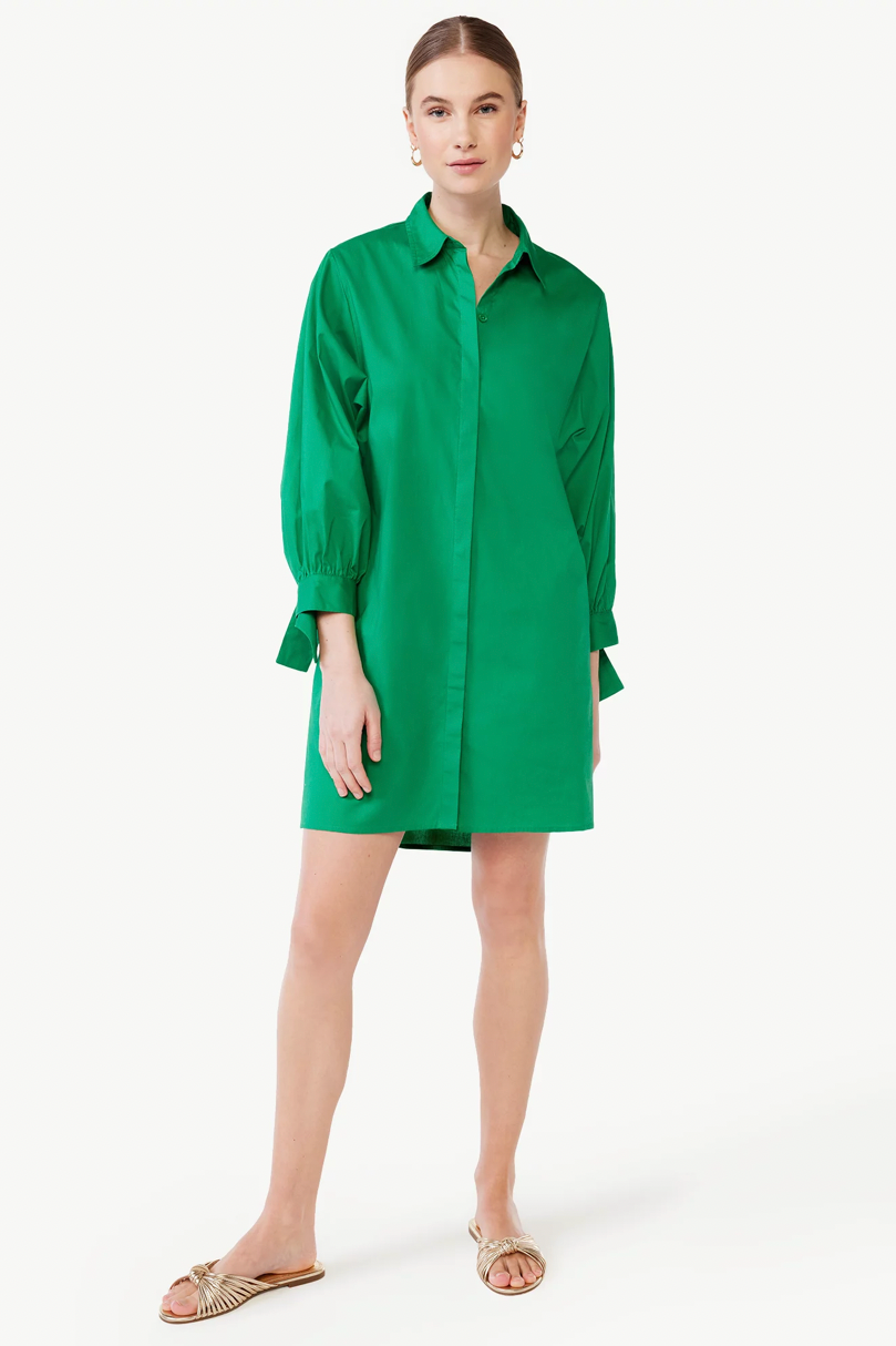 Scoop Shirt Dress with Volume Sleeves Scoop Shirt Dress with Volume Sleeves
