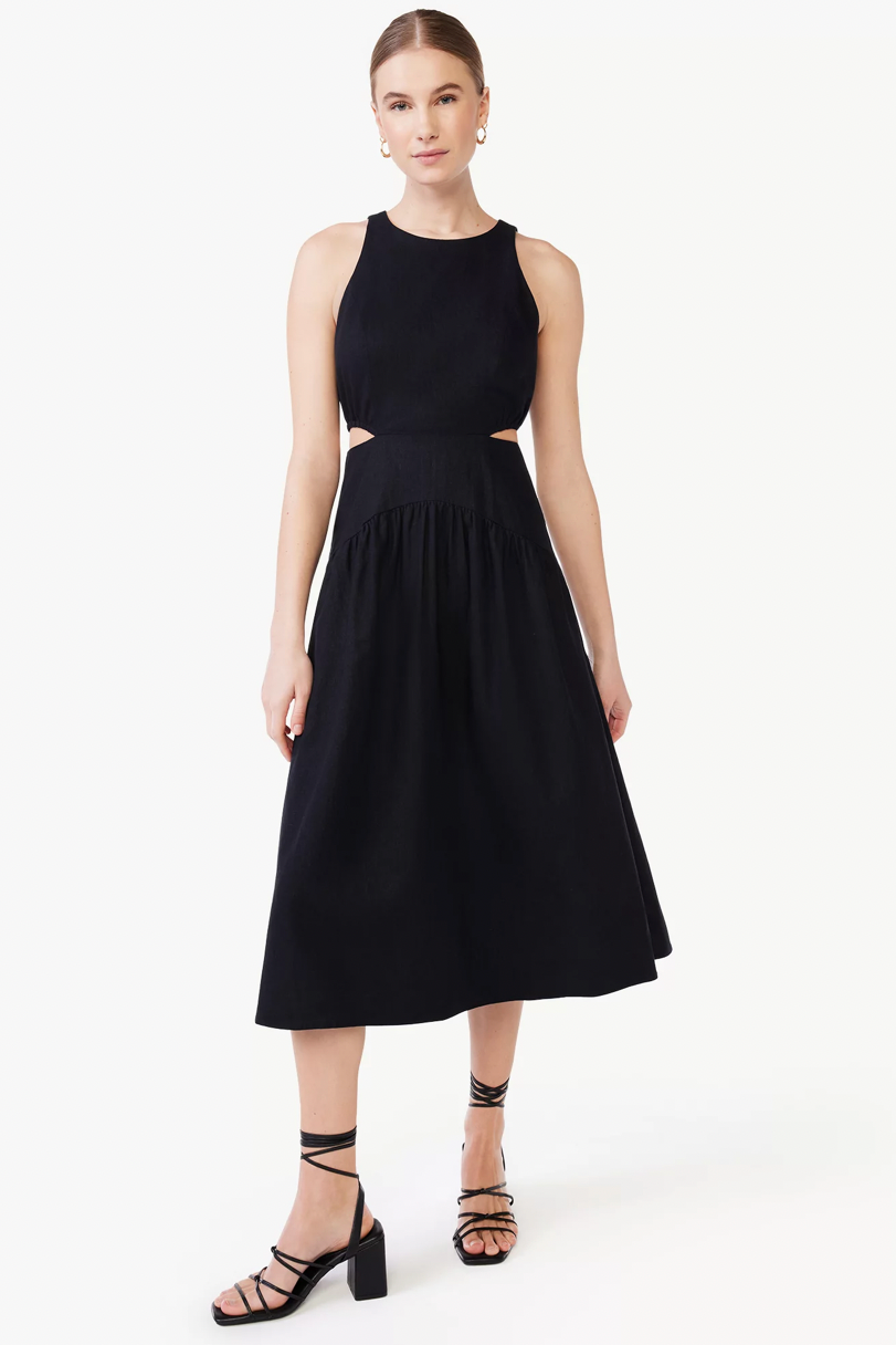 Scoop Women's Linen Cutout Midi Dress Scoop Women's Linen Cutout Midi Dress