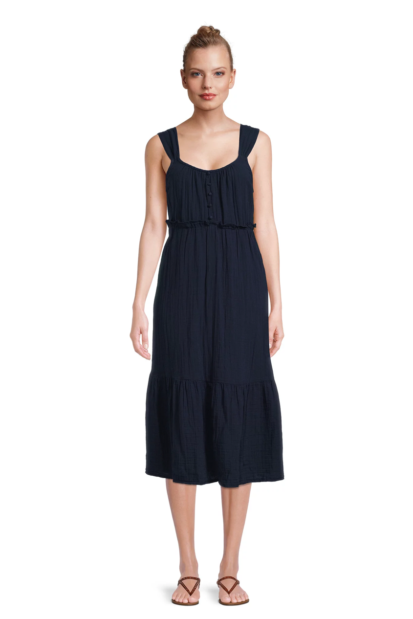 Time and Tru Sleeveless Doublecloth Midi Dress Time and Tru Sleeveless Doublecloth Midi Dress
