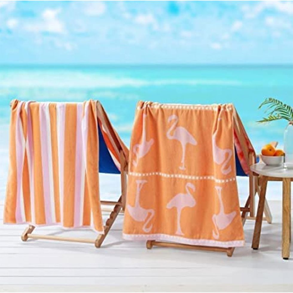 Large Beach Towel Set of 2 - Orange/Pink Beach Towels