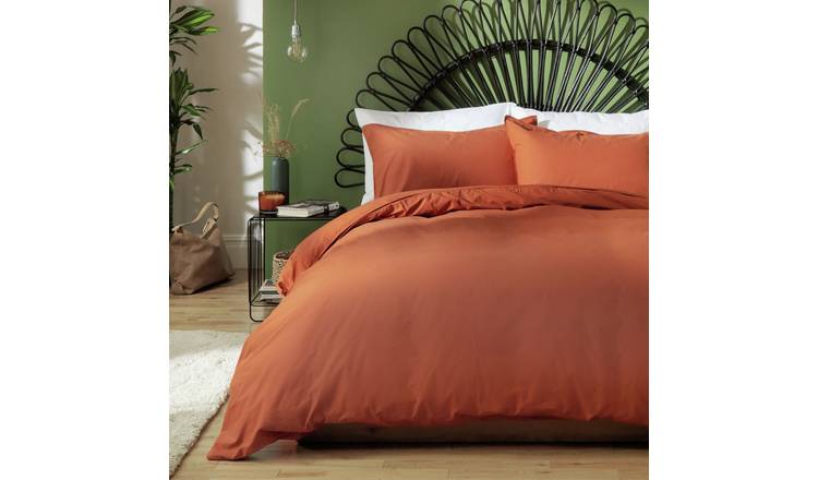 Habitat Cotton Linen Plain Rust Bedding Set - Double