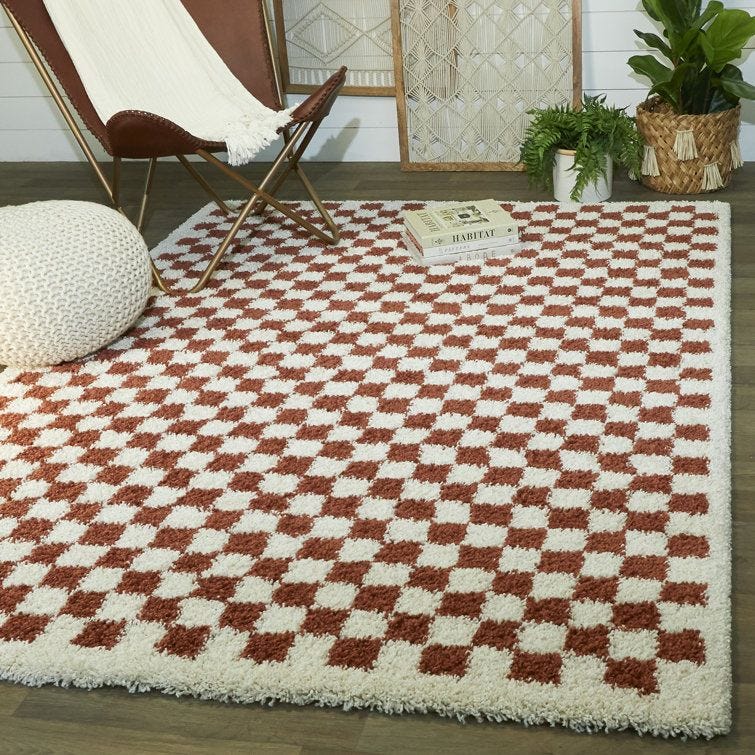 Hykkon Noor Checkered Terracotta Rug