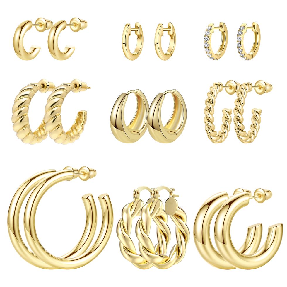 Gold Hoop Earrings Set For Women  