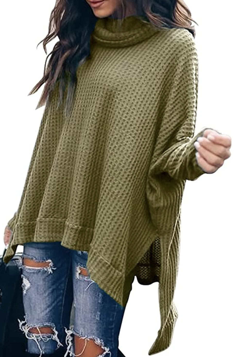 Waffle-Knit Oversized Sweater