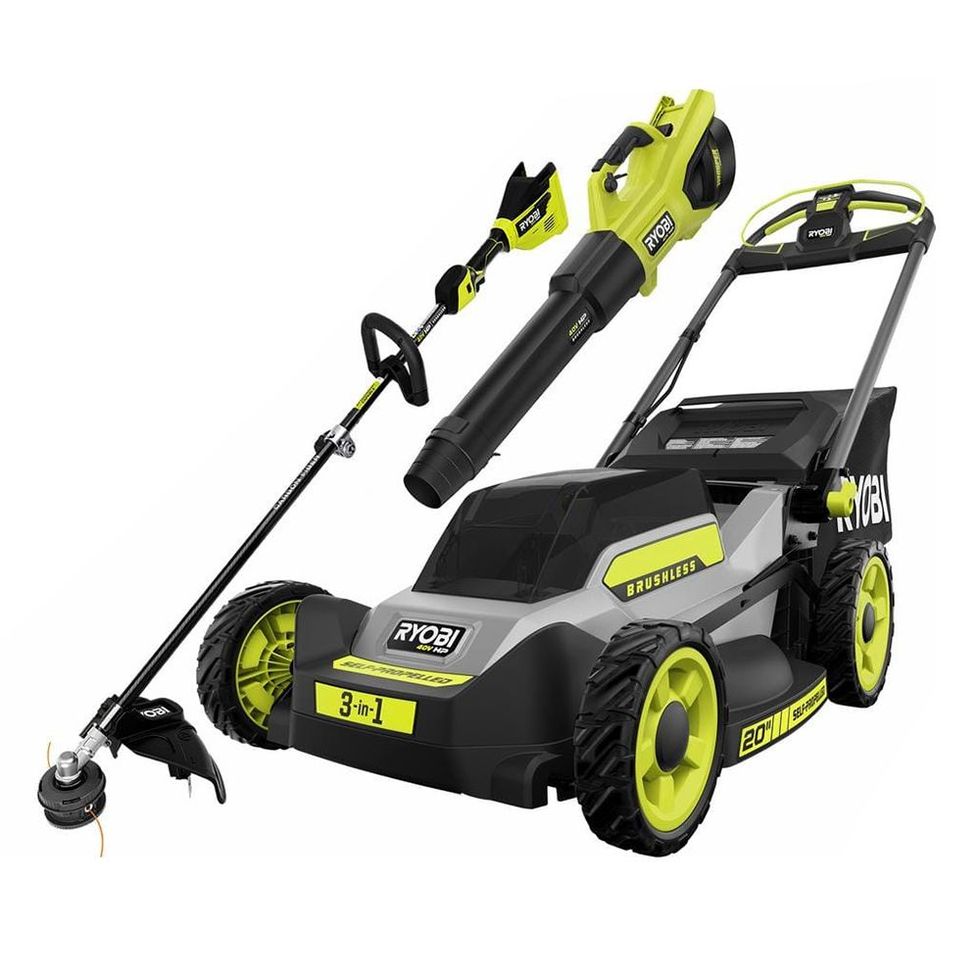Cordless Walk-Behind Push Mower with String Trimmer and Blower