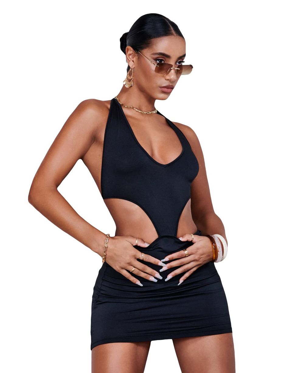 Halter Backless Cut Out Bodycon Mini Dress