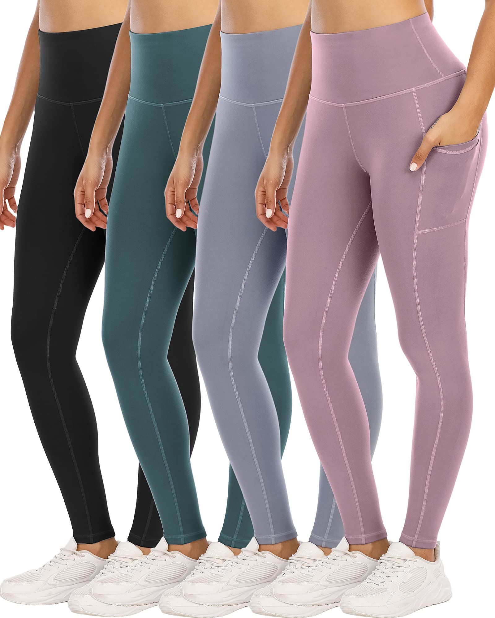 FULLSOFT 2 Pack Fleece Lined Leggings With Pockets For