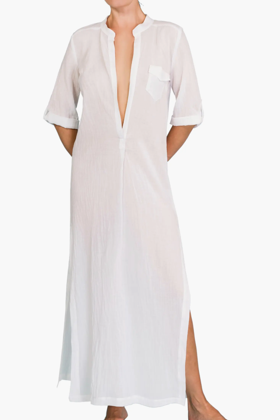Plunge V-Neck Cotton Caftan Plunge V-Neck Cotton Caftan