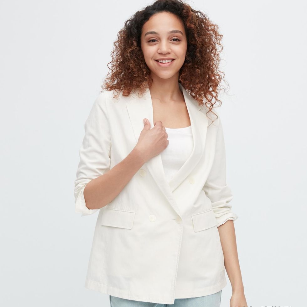 Uniqlo White Linen Blend Jacket