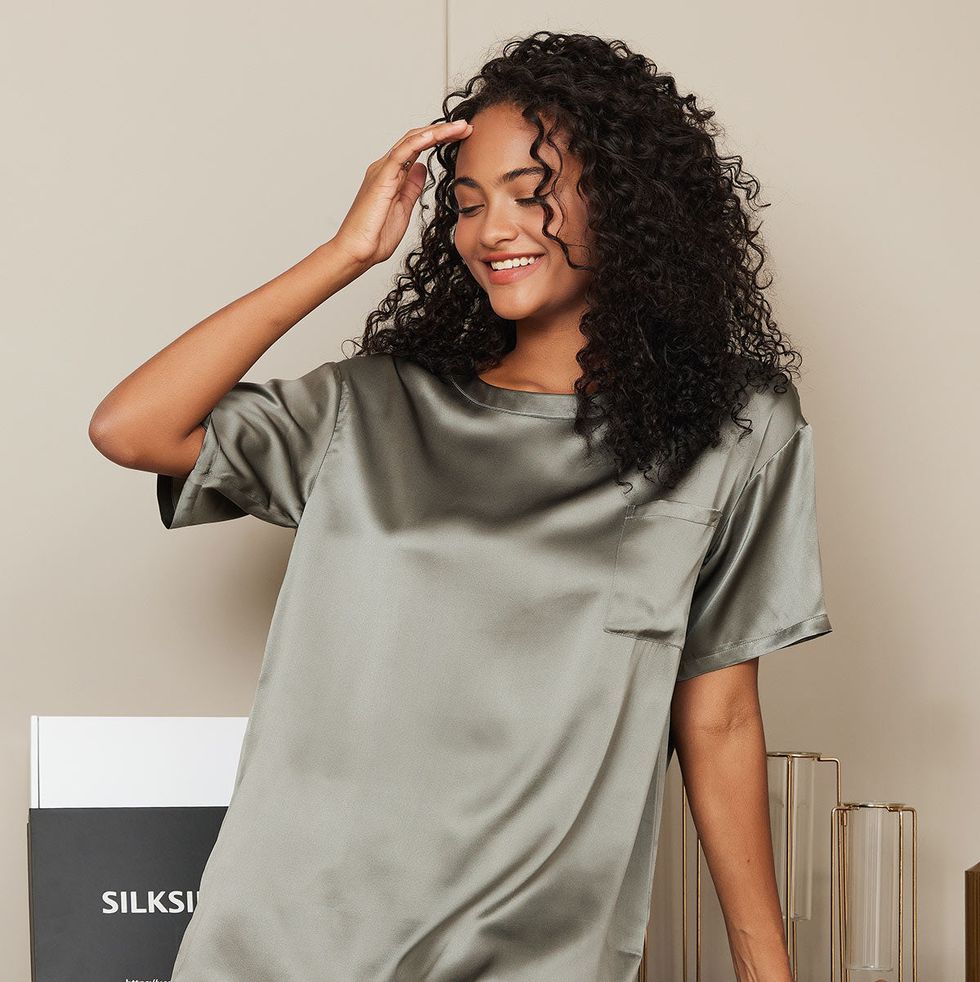 Silksilky Pure Silk Nightgown with Robe Lace Silk Nightwear