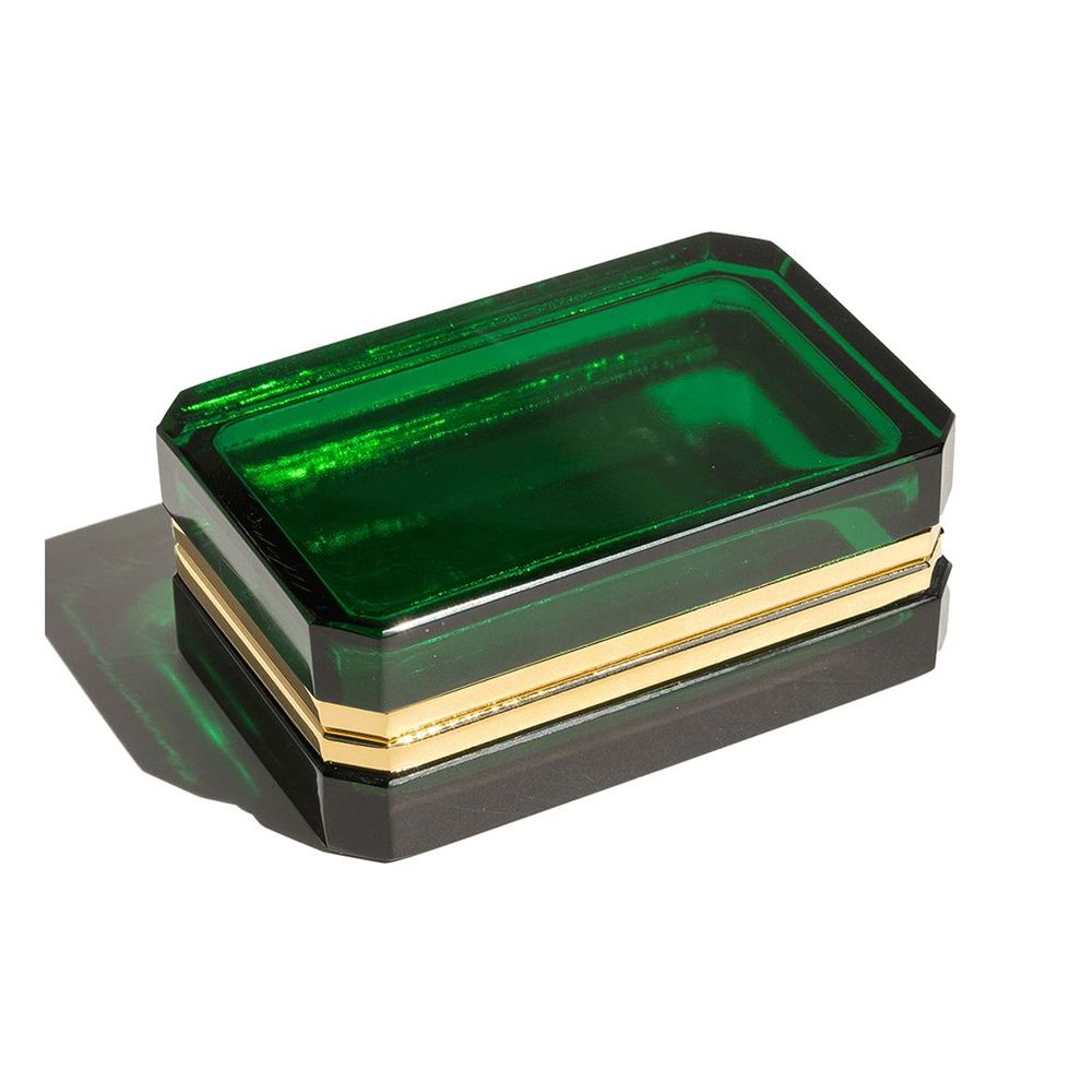 Green Rectangle Opaline Glass Box