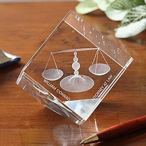Scales of Justice 3D Personalized Crystal Sculpture