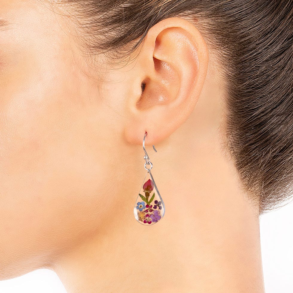 Sterling Silver Pressed Flower Earrings 