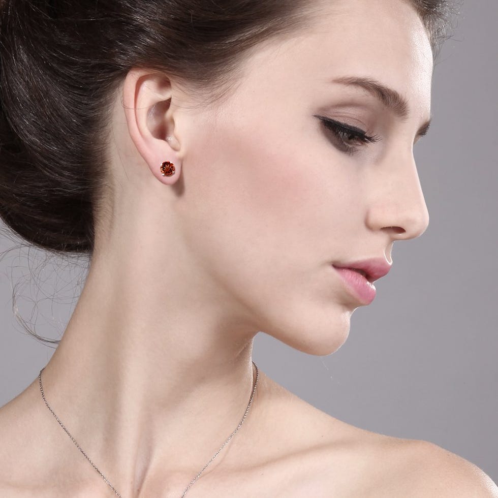 Red Garnet Stud Earrings