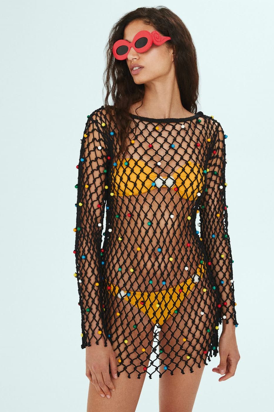 Mesh Dress with Bead Detail