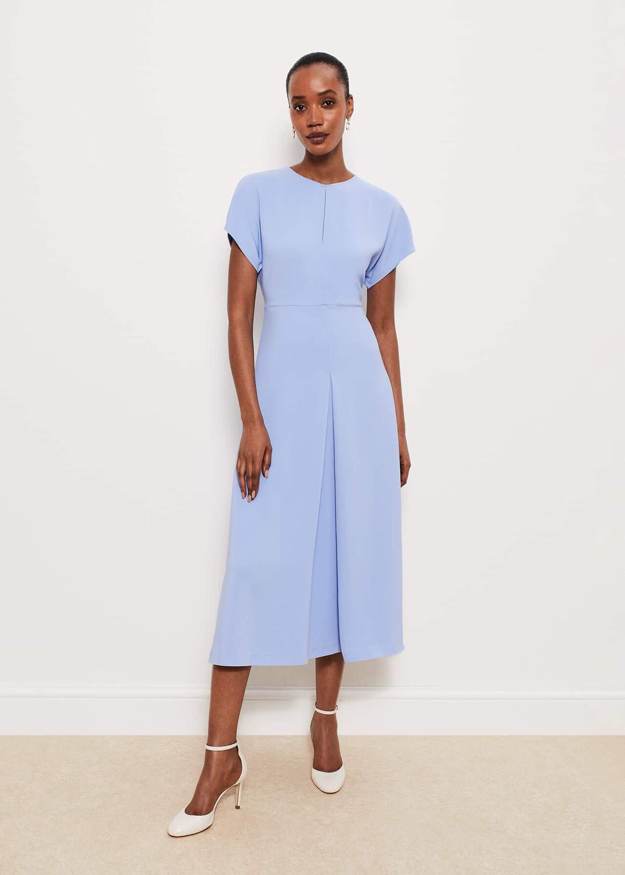 Cornflower blue midi outlet dress