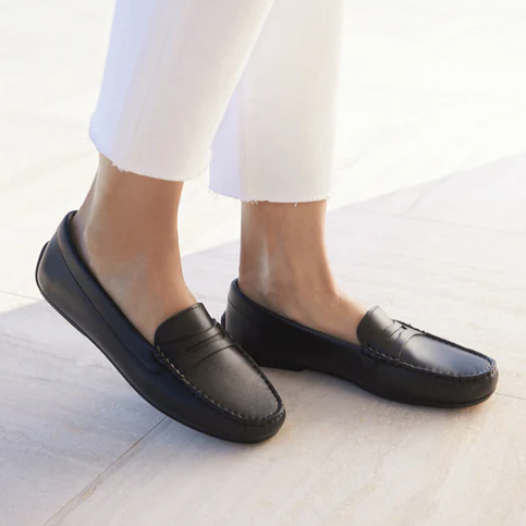 Free Spirit for Her All Black Leather Loafers