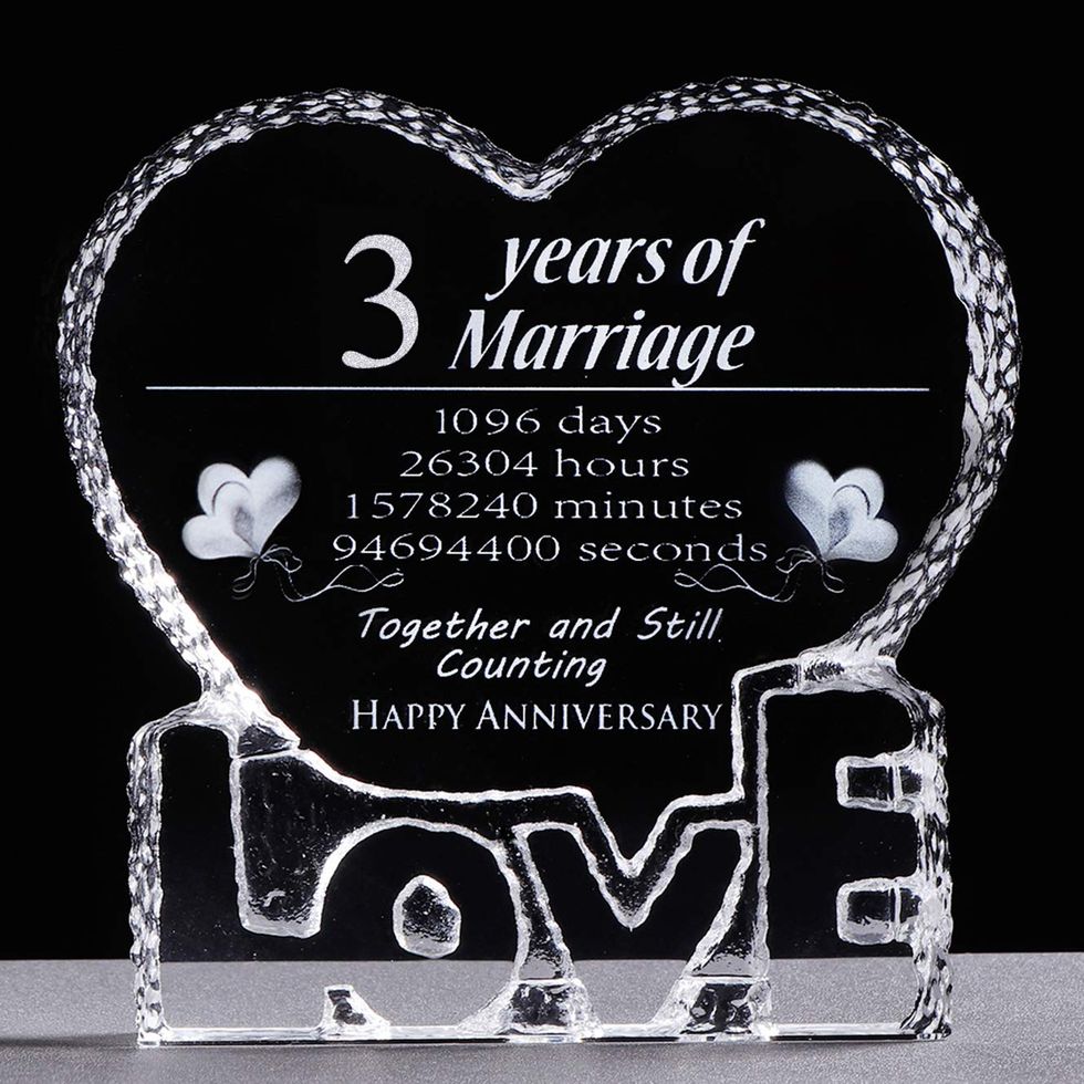 3º aniversário de casamento peso de papel de cristal 