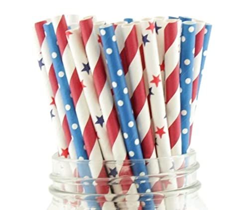 Patriotic Paper Straws (Pack of 50)