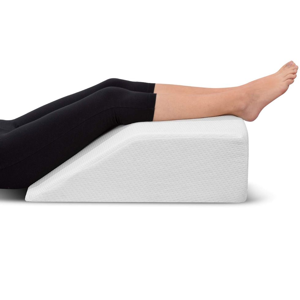 DMI Contoured Memory Foam Knee Wedge Pillow for Sleeping, Sciatica Pain Relief, Hip & Back Pain, Leg Pillow for Side Sleepers, Bed Positioner, White