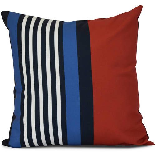 E By Design Beach Shack Stripe Print Pillow