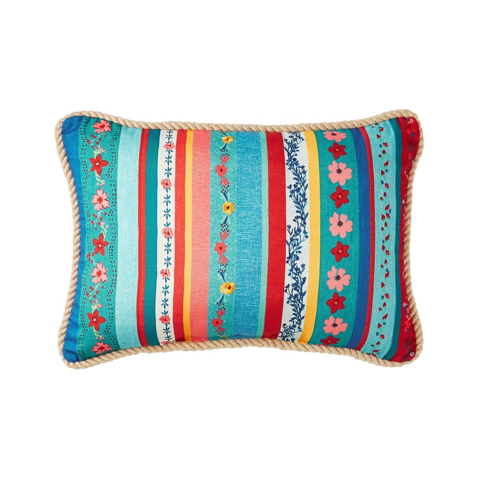 The Pioneer Woman Floral Stripe Outdoor Pillow