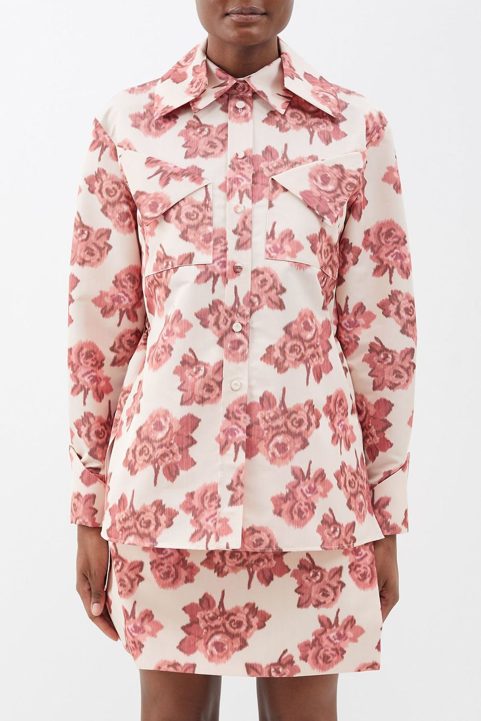 Bartley Floral-Print Moiré Shirt