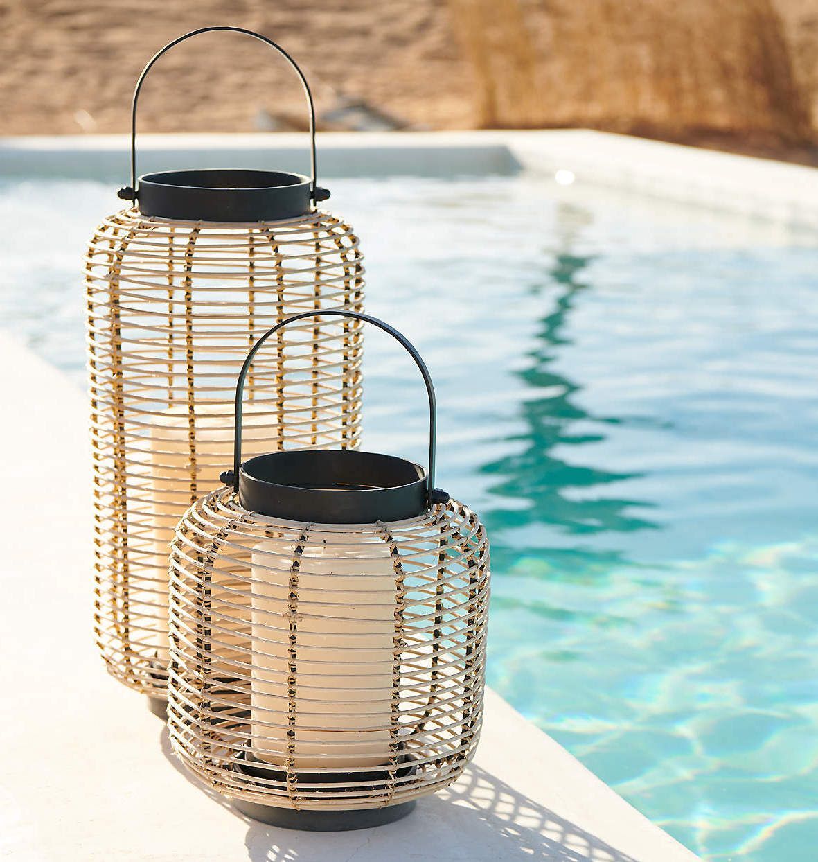 Outdoor rattan online lanterns