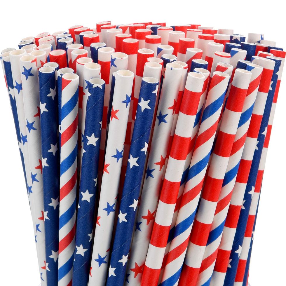 200 Patriotic Paper Straws 