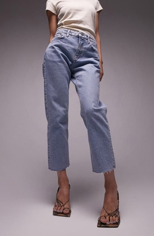 Topshop high waist raw 2024 hem straight leg jeans