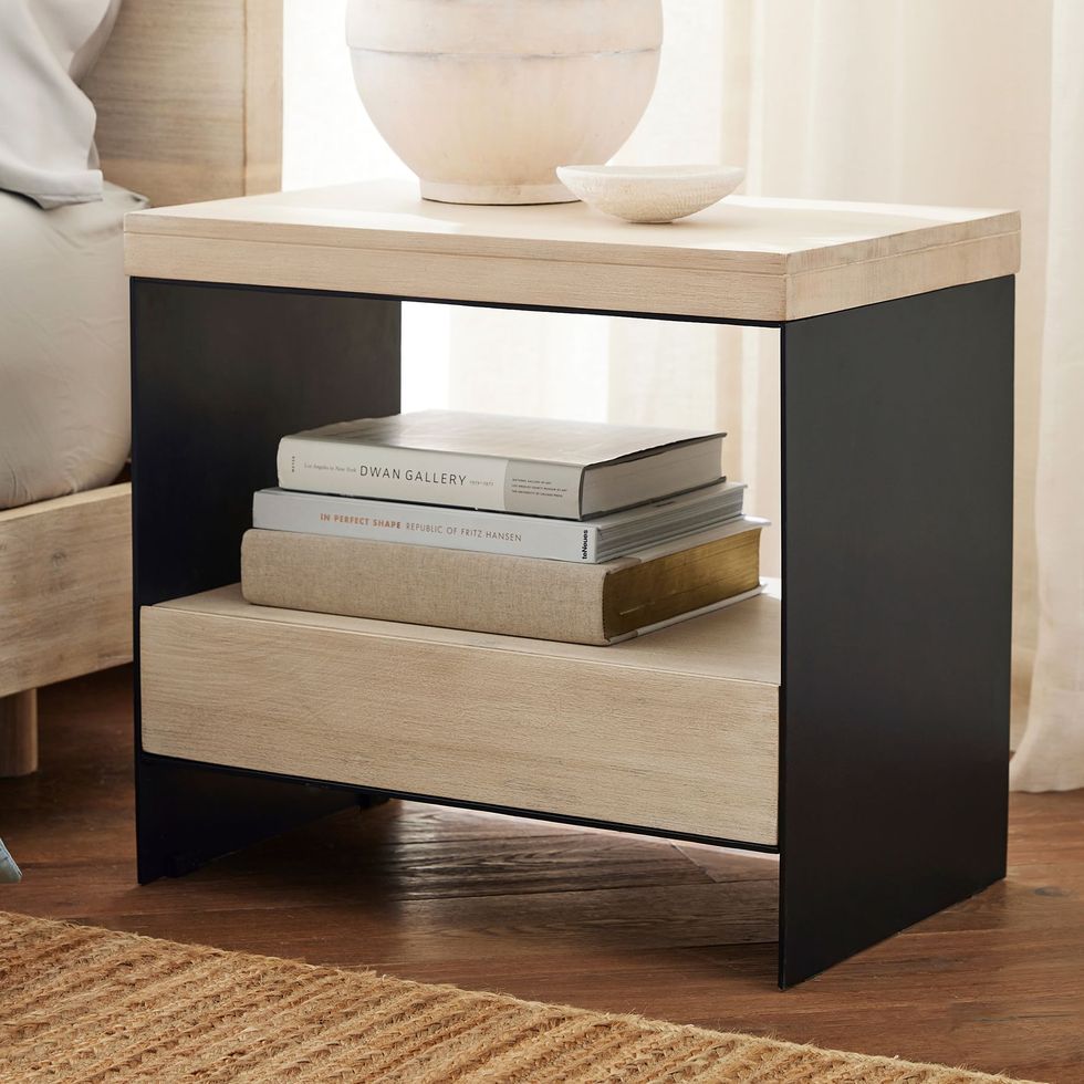 Cayman Bedside table in wood and metal