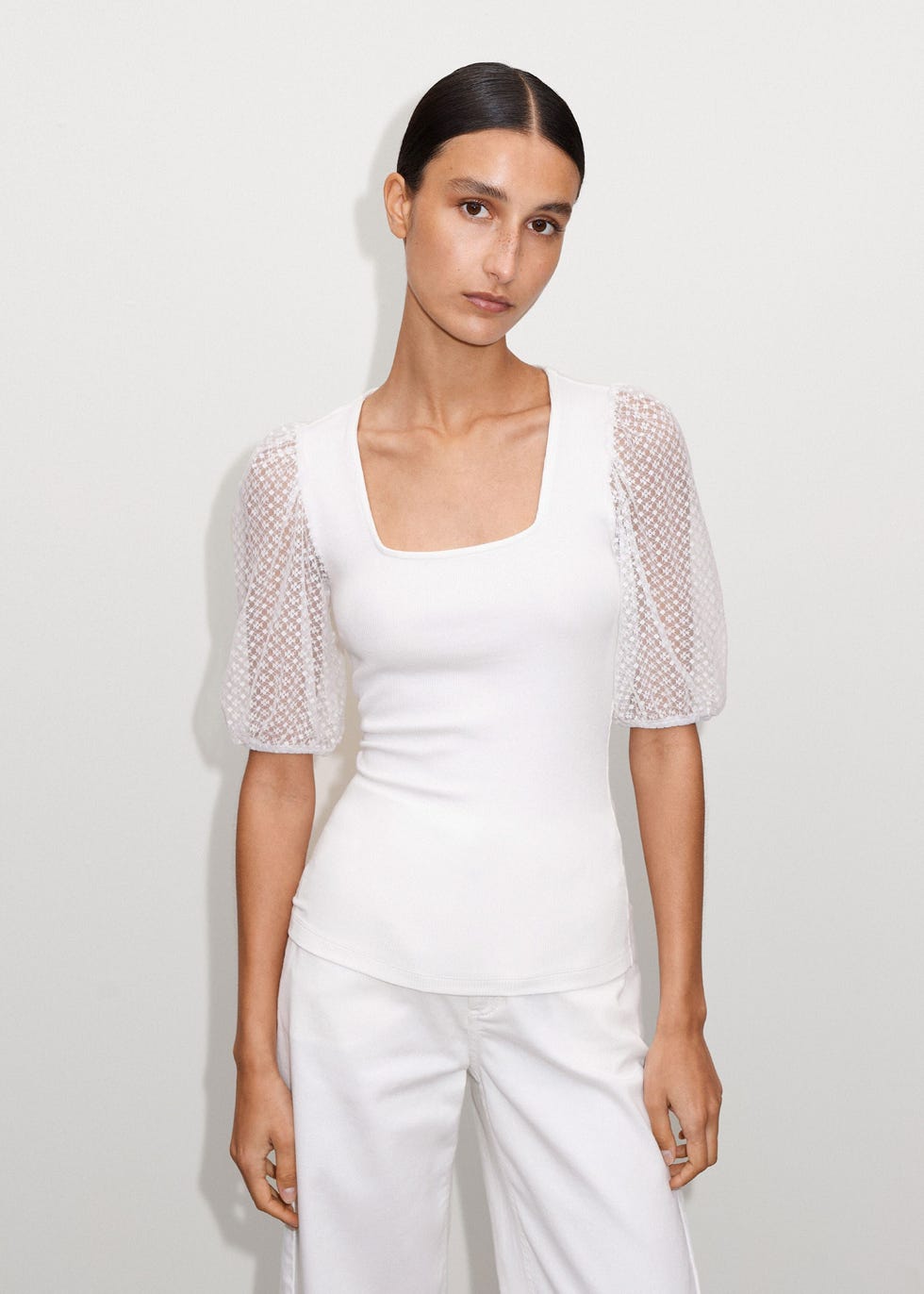 Square Neck Lace Sleeve Top Square Neck Lace Sleeve Top