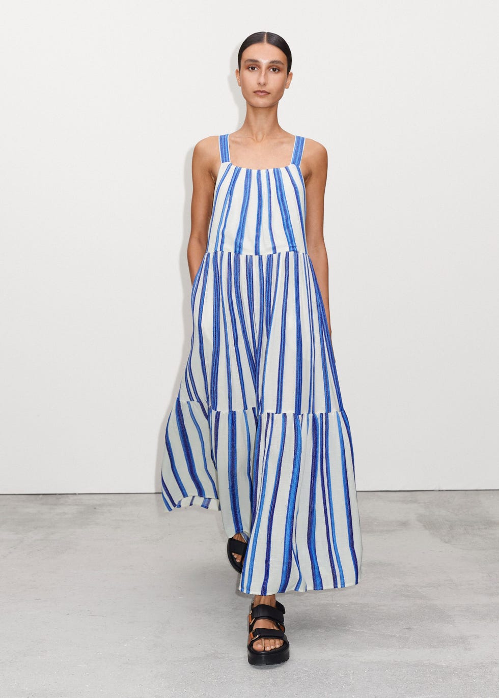 Bold Summer Stripe Crossover-Back Maxi Dress Bold Summer Stripe Crossover-Back Maxi Dress