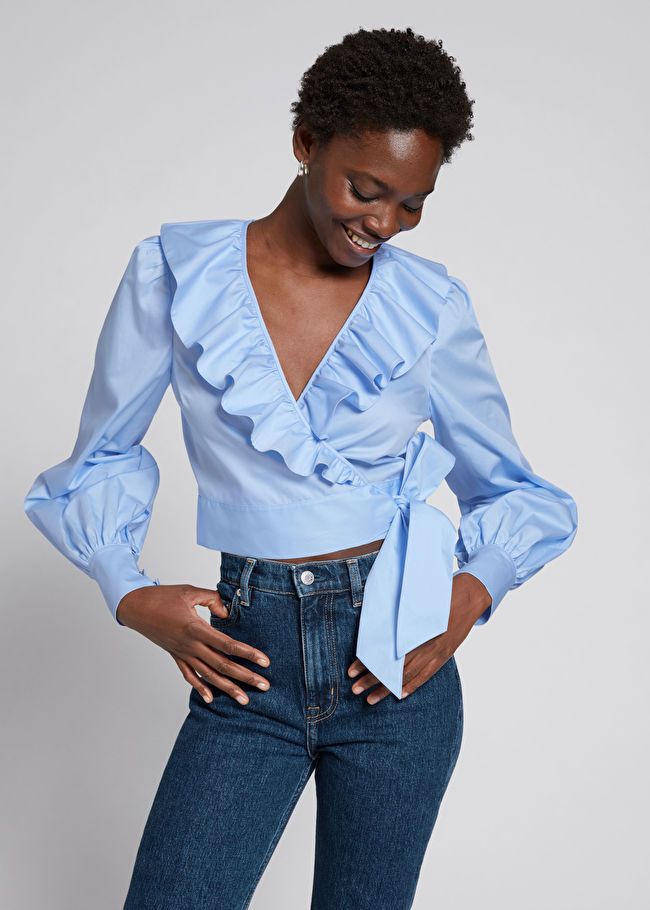 Ruffle best sale wrap top