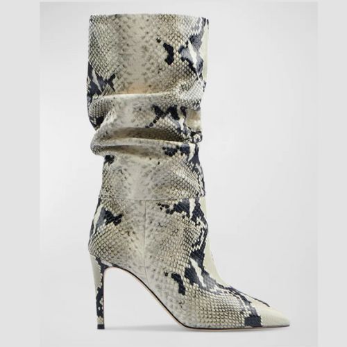 Python-Embossed Slouchy Mid Boots